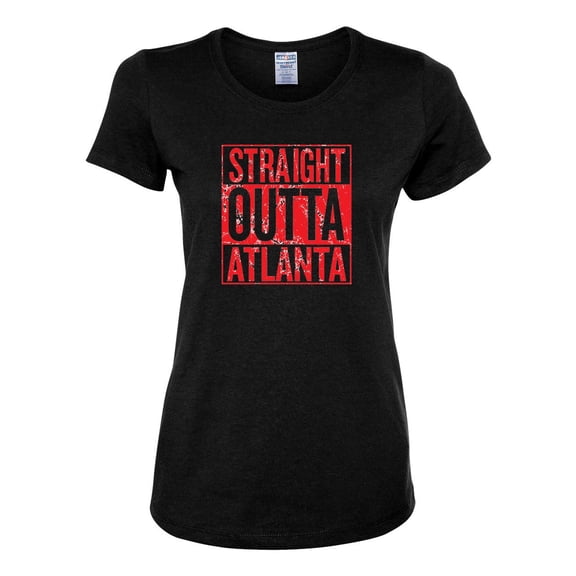 Straight Outta Atlanta ATL Fan | Fantasy Football | Womens Sports Graphic T-Shirt, Black, Medium