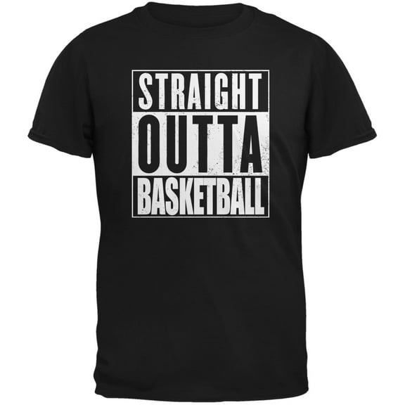 Straight Outta Basketball Black Adult T-Shirt - X-Large
