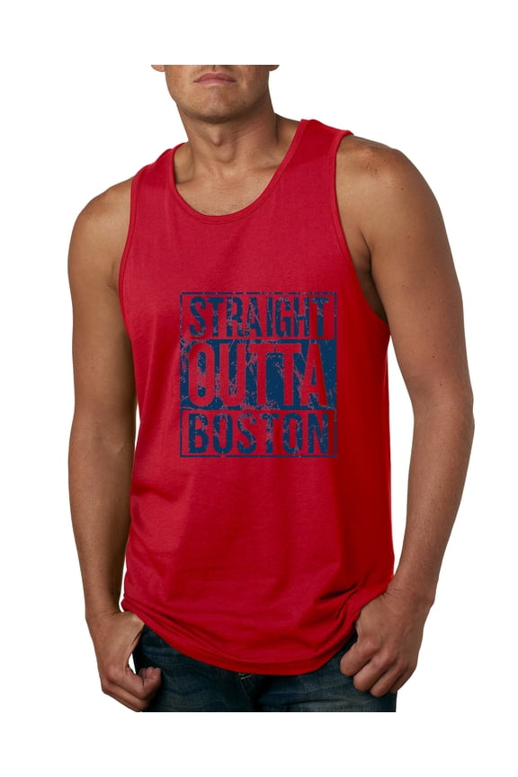 Straight Outta Boston BOS Fan | Fantasy Baseball Fans | Mens Sports Graphic Tank Top, Red, Large