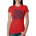 thumbnail image 1 of Straight Outta Boston BOS Fan | Fantasy Baseball Fans | Womens Sports Slim Fit Junior Tee, Red, Large, 1 of 4