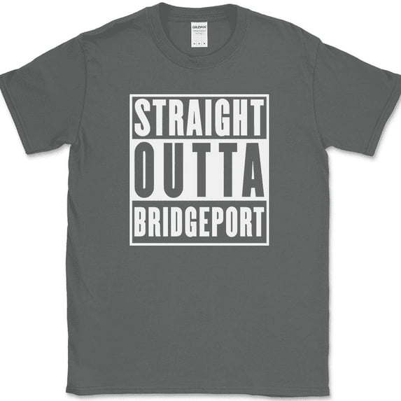 Straight Outta Bridgeport CT City Movie T-Shirt Funny Humor State Text Tee - Charcoal, 5XL