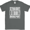 thumbnail image 1 of Straight Outta Bridgeport CT City Movie T-Shirt Funny Humor State Text Tee - Charcoal, S, 1 of 1