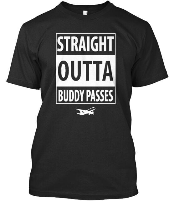 Straight Outta Buddy Passes Airline Tee TShirt Made in the USA Size S