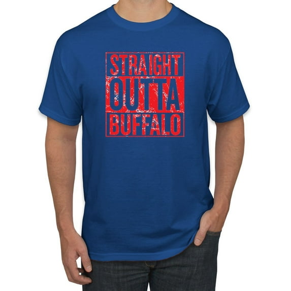 Straight Outta Buffalo BUF Fan | Fantasy Football | Mens Sports Graphic T-Shirt, Royal, Large