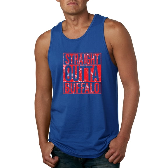 Straight Outta Buffalo BUF Fan | Fantasy Football | Mens Sports Graphic Tank Top, Royal, 3XL
