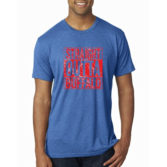 Straight Outta Buffalo BUF Fan | Fantasy Football | Mens Sports Premium Tri Blend T-Shirt, Vintage Royal, Large