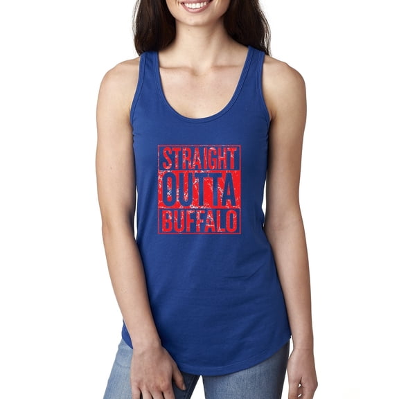 Straight Outta Buffalo BUF Fan | Fantasy Football | Womens Sports Jersey Racerback Tank Top, Royal, X-Large