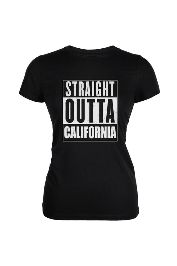 Straight Outta California Black Juniors Soft T-Shirt - Large