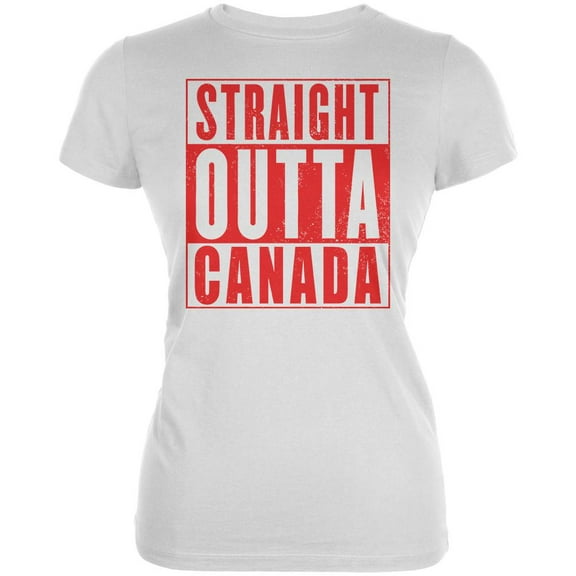 Straight Outta Canada Juniors Soft T Shirt White 2XL