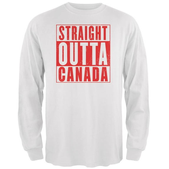 Straight Outta Canada Mens Long Sleeve T Shirt White X-LG
