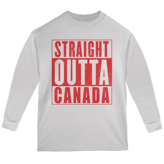 Straight Outta Canada Youth Long Sleeve T Shirt White YLG