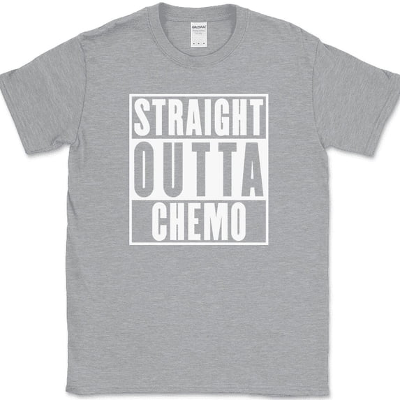 Straight Outta Chemo T-Shirt Funny Beat Cancer Support Squad Awareness Gift Tee - Heather Grey, 2XL