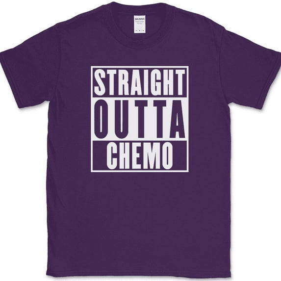 Straight Outta Chemo T-Shirt Funny Beat Cancer Support Squad Awareness Gift Tee - Purple, 2XL
