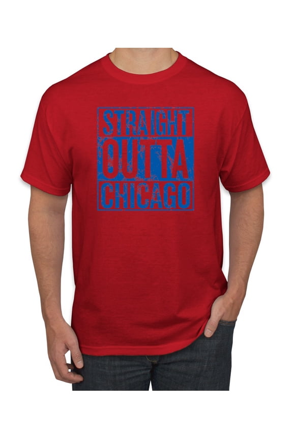 Straight Outta Chicago CHI Fan | Fantasy Baseball Fans | Mens Sports Graphic T-Shirt, Red, 5XL