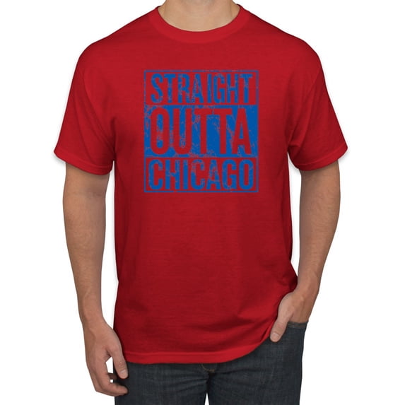 Straight Outta Chicago CHI Fan | Fantasy Baseball Fans | Mens Sports Graphic T-Shirt, Red, Small