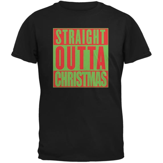 Straight Outta Christmas Black Adult T-Shirt - Medium
