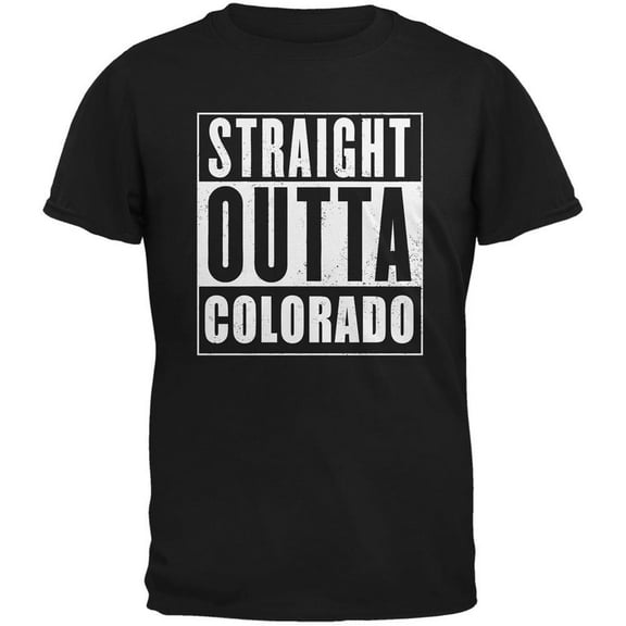 Straight Outta Colorado Black Adult T-Shirt - Small