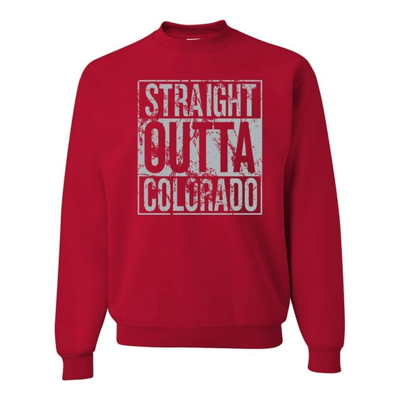 Straight Outta Colorado COL Fan | Fantasy Baseball Fans | Mens Sports Crewneck Graphic Sweatshirt, Red, X-Large