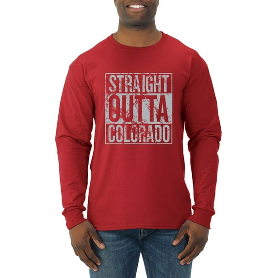 Straight Outta Colorado COL Fan | Fantasy Baseball Fans | Mens Sports Long Sleeve T-Shirt, Red, 2XL
