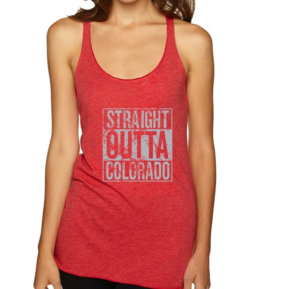 Straight Outta Colorado COL Fan | Fantasy Baseball Fans | Womens Sports Premium Tri-Blend Racerback Tank Top, Vintage Red, Medium