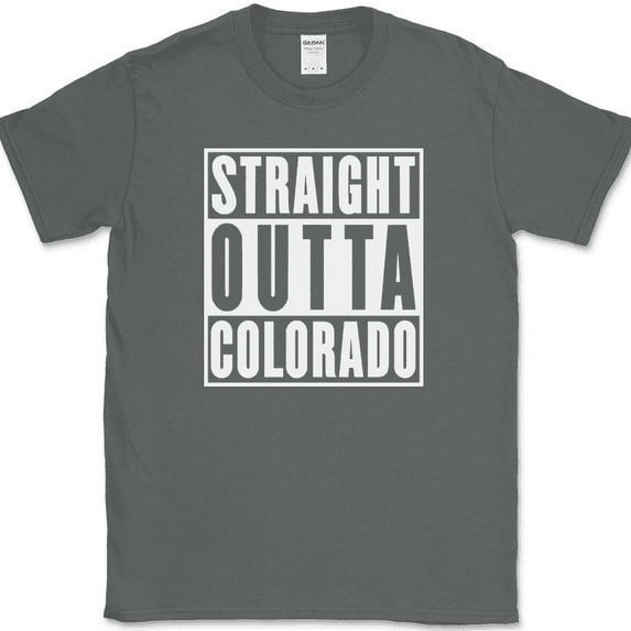 Straight Outta Colorado T-Shirt Funny State Pride Humor Local Gift Text Tee - Charcoal, M