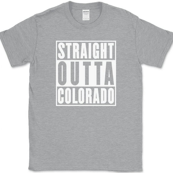 Straight Outta Colorado T-Shirt Funny State Pride Humor Local Gift Text Tee - Heather Grey, S