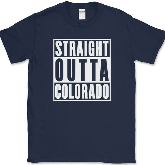 Straight Outta Colorado T-Shirt Funny State Pride Humor Local Gift Text Tee - Navy, 4XL