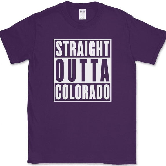 Straight Outta Colorado T-Shirt Funny State Pride Humor Local Gift Text Tee - Purple, 4XL