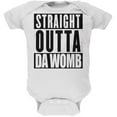 thumbnail image 1 of Straight Outta Da Womb Funny White Soft Baby One Piece - 3-6 months, 1 of 1
