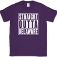 thumbnail image 1 of Straight Outta Delaware T-Shirt Funny State DE Humor Gift Novelty Text Tee - Purple, XL, 1 of 1