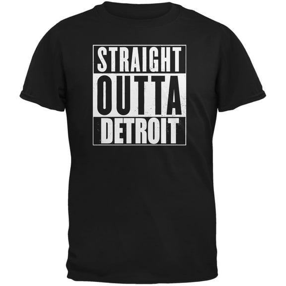 Straight Outta Detroit Black Adult T-Shirt - Small
