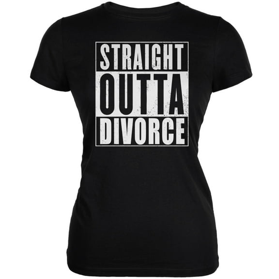 Straight Outta Divorce Funny Black Juniors Soft T-Shirt - Large