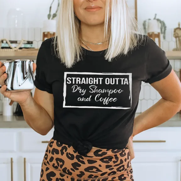 Straight Outta Dry Shampoo & Coffee Tee - Black Heather / S