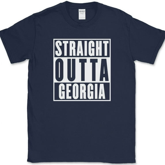 Straight Outta Georgia T-Shirt Funny State GA Humor Gift Novelty Text Tee - Navy, 5XL