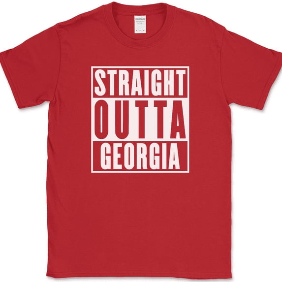Straight Outta Georgia T-Shirt Funny State GA Humor Gift Novelty Text Tee - Red, L