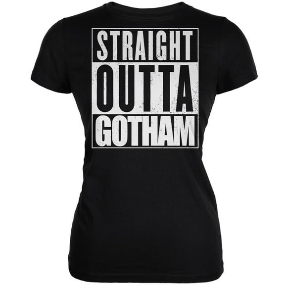 Straight Outta Gotham Black Juniors Soft T-Shirt - Medium