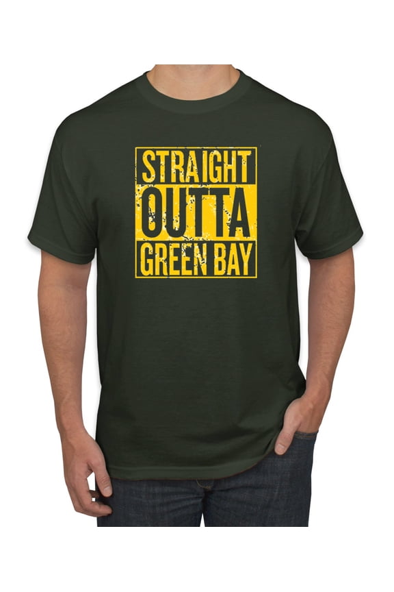 Straight Outta Green Bay GB Fan | Fantasy Football | Mens Sports Graphic T-Shirt, Forest Green, X-Large