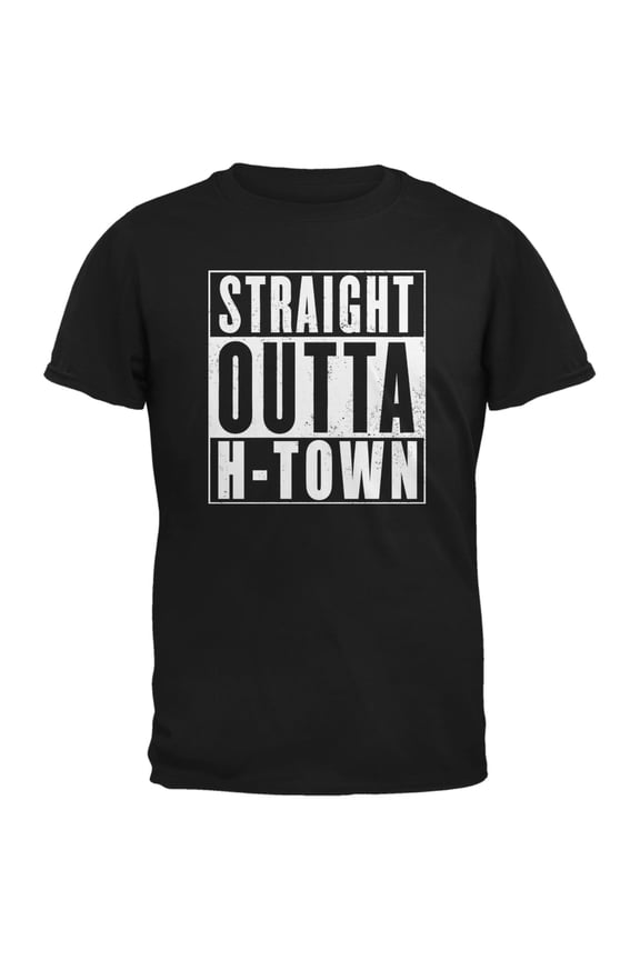 Straight Outta H-Town Black Adult T-Shirt - Small