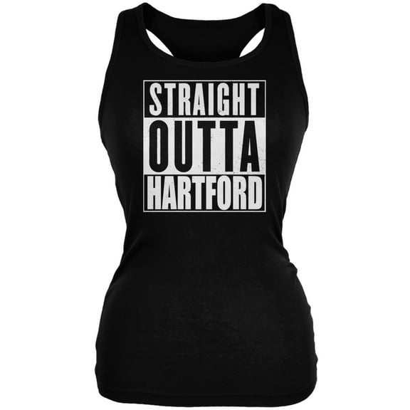 Straight Outta Hartford Black Juniors Soft Tank Top - Small