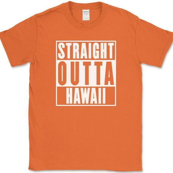 Straight Outta Hawaii T-Shirt Funny State HI Humor Gift Novelty Text Tee - Orange, 2XL