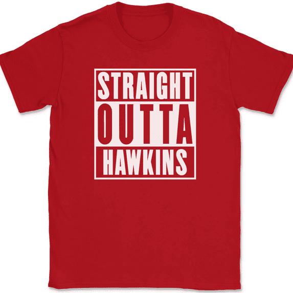 Straight Outta Hawkins T-Shirt Tee Funny Indiana IN Geography - Red, 4XL