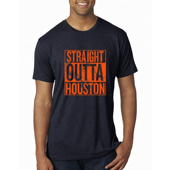 Straight Outta Houston HOU Fan | Fantasy Baseball Fans | Mens Sports Premium Tri Blend T-Shirt, Vintage Navy, Medium