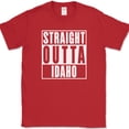 thumbnail image 1 of Straight Outta Idaho T-Shirt Funny State ID Humor Gift Novelty Text Tee - Red, L, 1 of 1