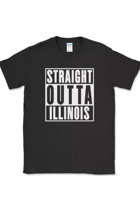 Straight Outta Illinois T-Shirt Funny State Il Gift Tee