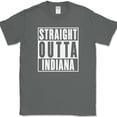thumbnail image 1 of Straight Outta Indiana T-Shirt Funny State  Humor Gift Novelty Text Tee - Charcoal, 4XL, 1 of 1