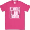 thumbnail image 1 of Straight Outta Indiana T-Shirt Funny State  Humor Gift Novelty Text Tee - Pink, 2XL, 1 of 1