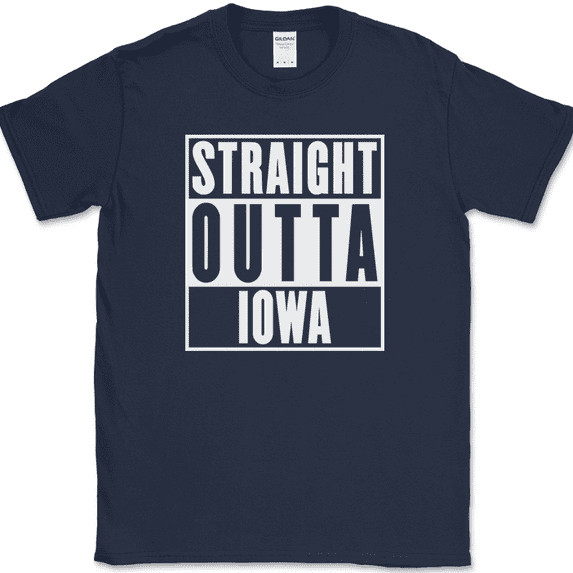 Straight Outta Iowa T-Shirt Funny State Humor Gift Novelty Text Tee - Navy, 4XL