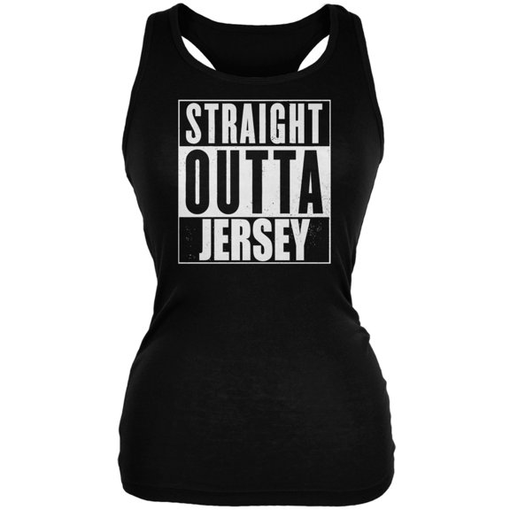 Straight Outta Jersey Black Juniors Soft Tank Top - Small