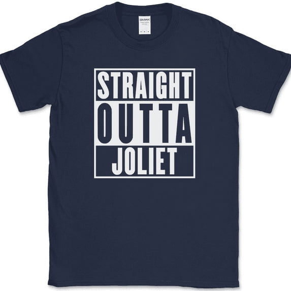 Straight Outta Joliet Illinois IL T-Shirt Funny State City Pride Humor Gift Tee - Navy, 2XL
