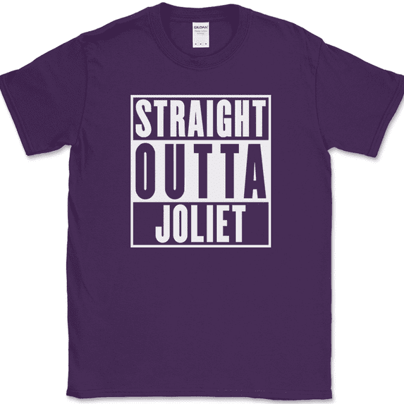 Straight Outta Joliet Illinois IL T-Shirt Funny State City Pride Humor Gift Tee - Purple, 3XL